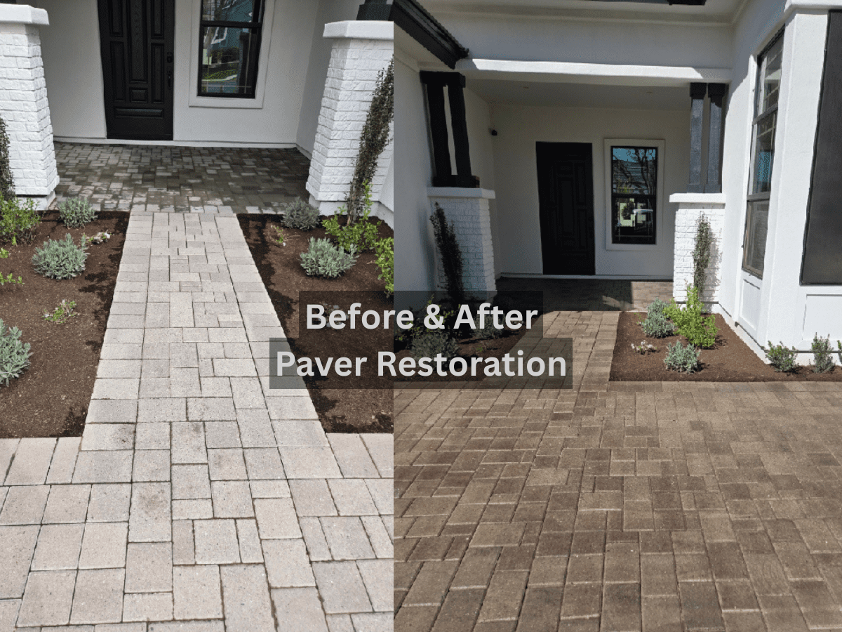 Before and after paver sealing in Phoenix at home